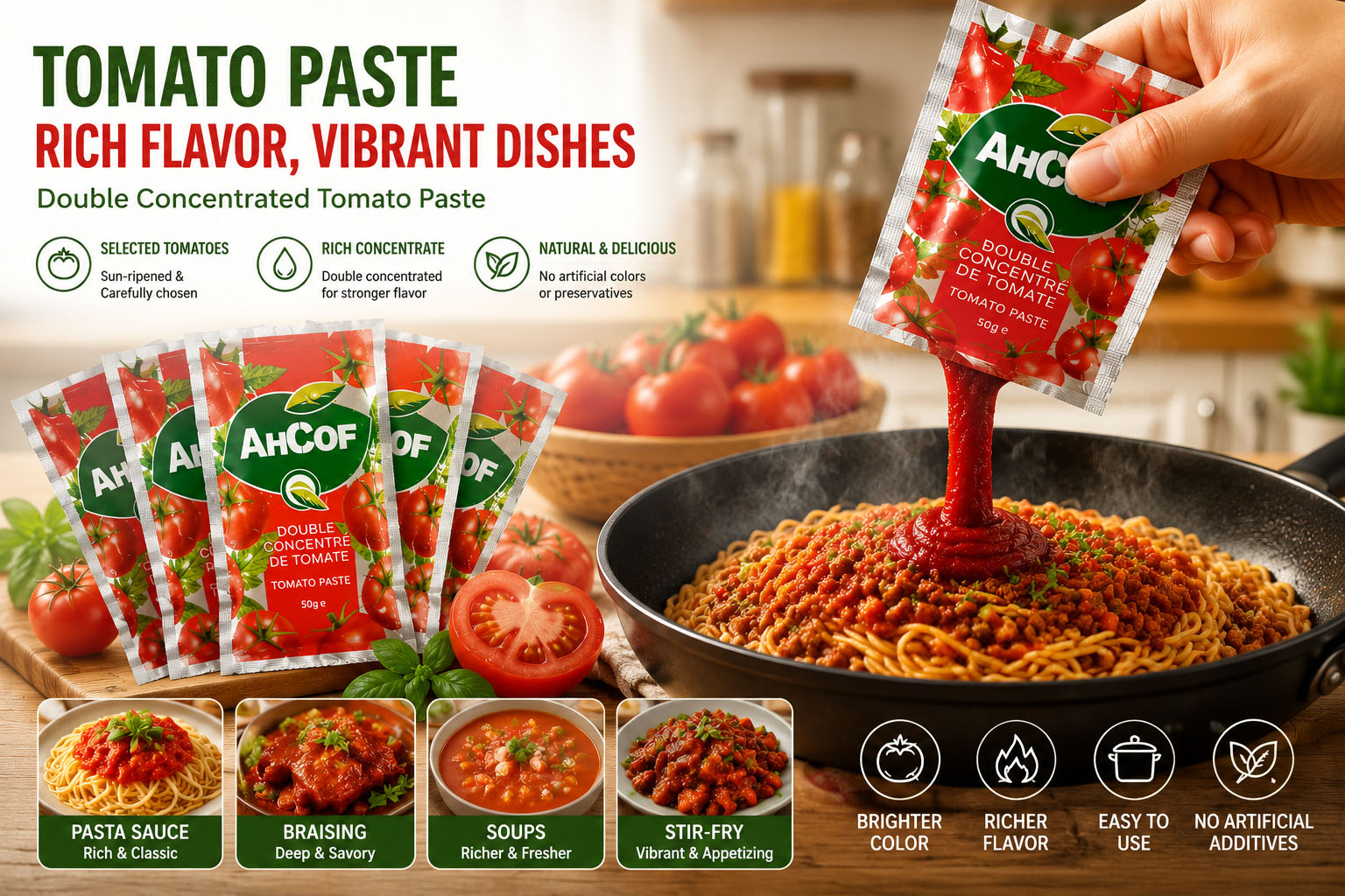 tomato concentrate sachet for cooking and catering
